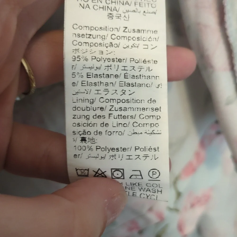 Shein MOD light blue pink ditsy floral lace up strapless mini dress - Picture 7 of 12